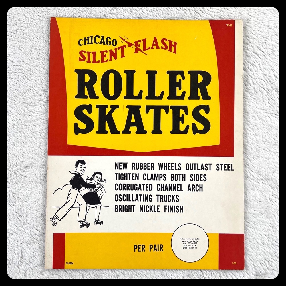 1950s Chicago Silent Flash Roller Skates Vintage Advertising Flyer Poster‎ Art